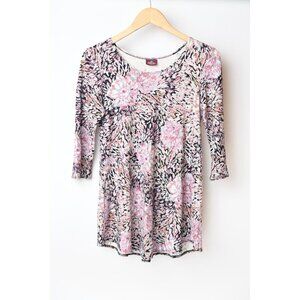 Salaam Womens Size S Floral Shirt Long Sleeve Stretch Made In USA